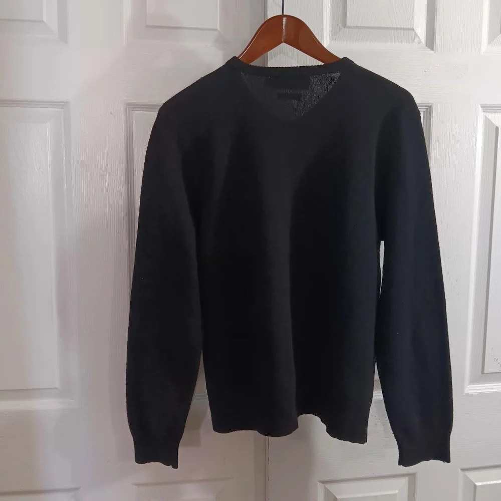 Polo Ralph Lauren XL Men's Large V-Neck Black Sweater Lambswool Classic Preppy - Picture 2 of 7